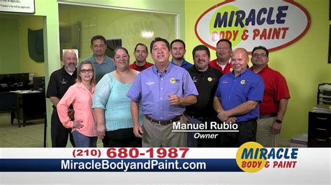 Miracle body and paint - Miracle Body & Paint. Open until 6:00 PM. 119 reviews. (210) 680-1987. Website. Directions. Advertisement. 6217 Grissom Rd. San Antonio, TX 78238. Open until 6:00 …